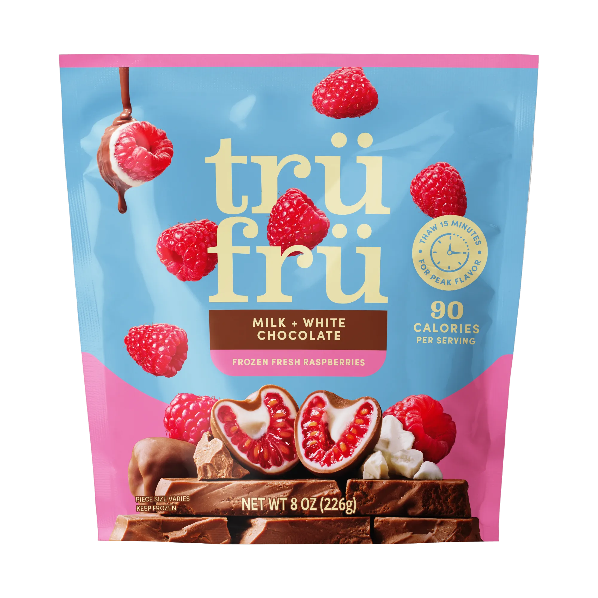 Raspberries Milk & White Chocolate 8 oz